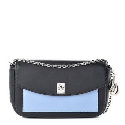 Christian Dior Calfskin Bi-Color Wallet On Chain Black Blue 1 of 10