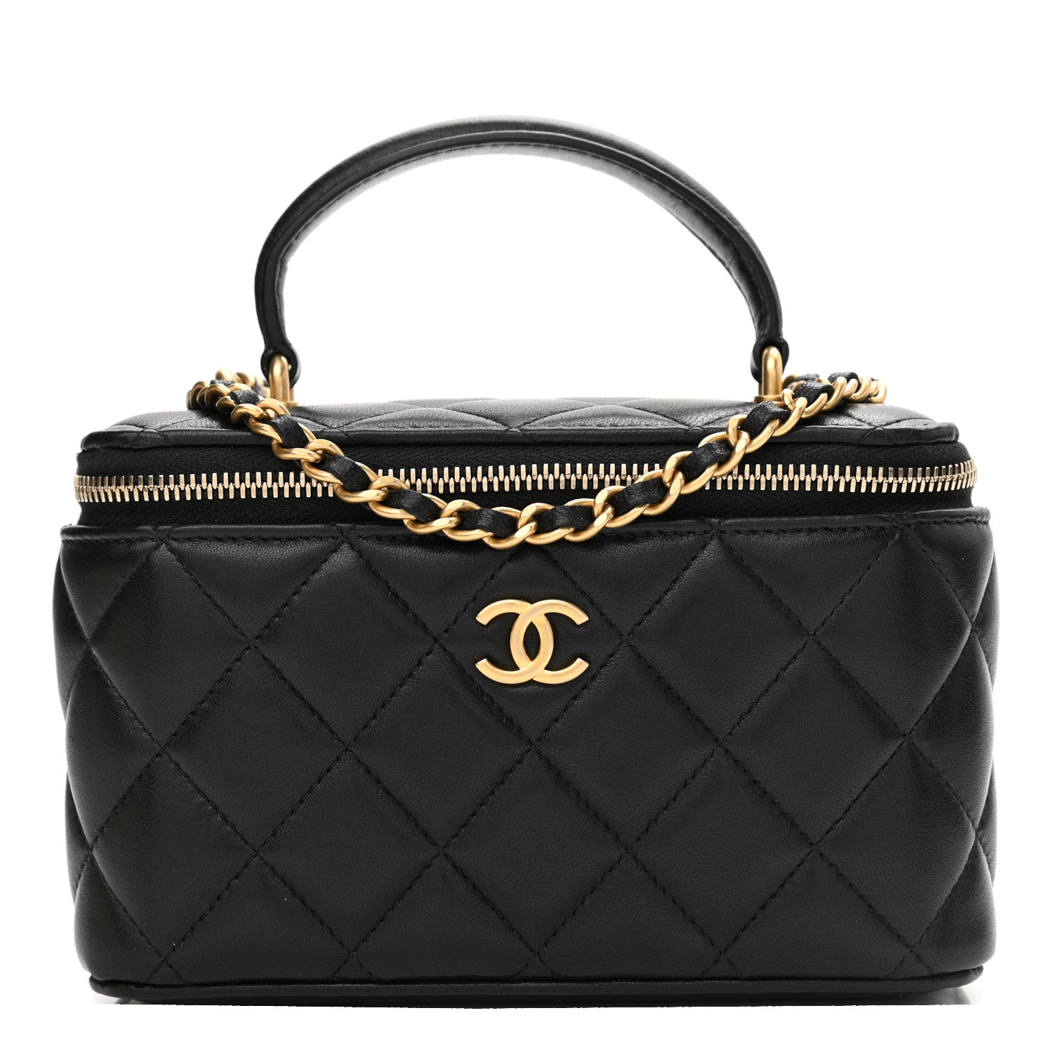 Chanel Lambskin Quilted Small Top Handle Vanity Case With Chain Black 1 of 11