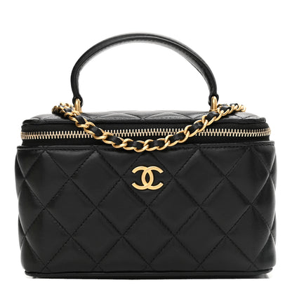 Chanel Lambskin Quilted Small Top Handle Vanity Case With Chain Black 1 of 11