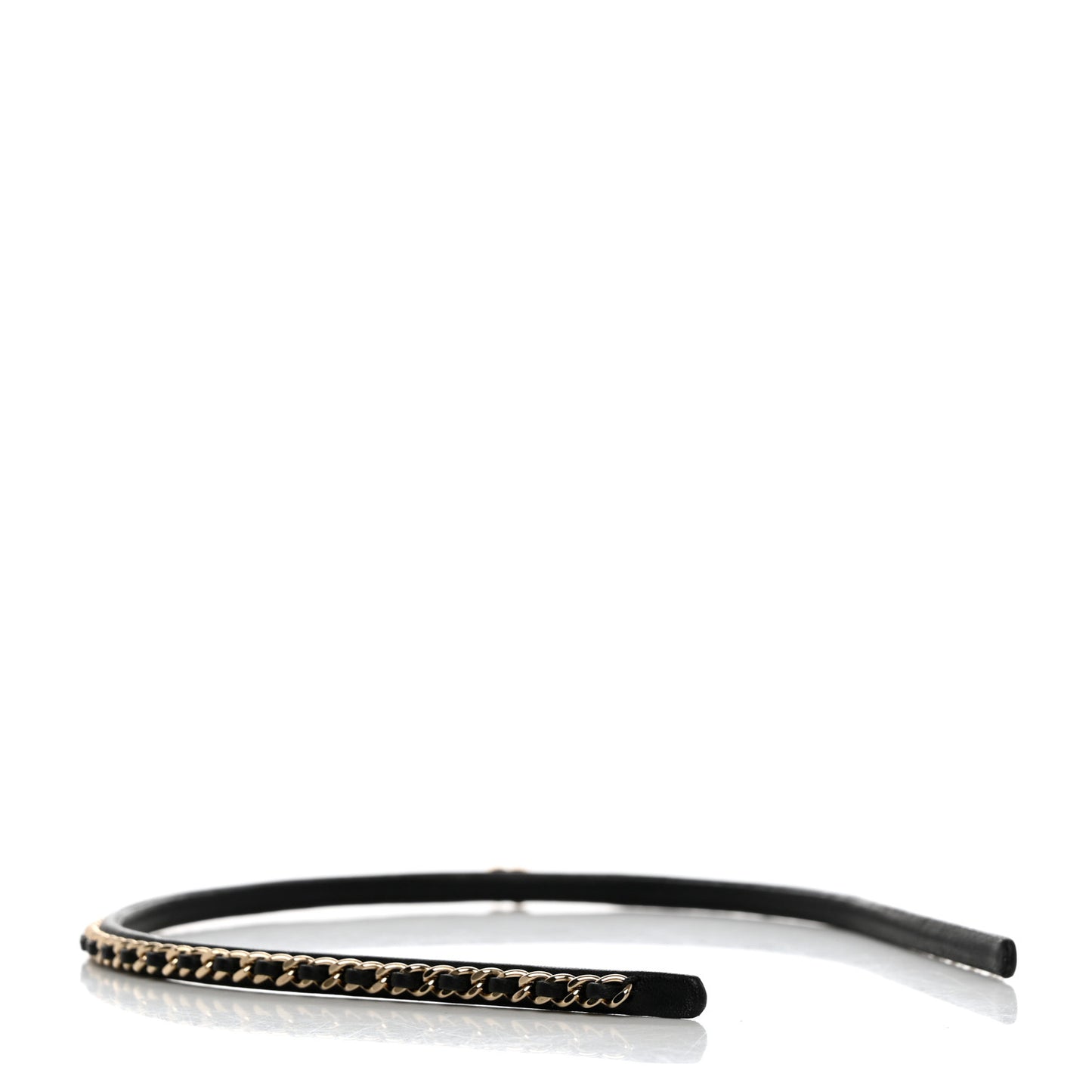 Metal Lambskin Chain CC Headband Black Gold