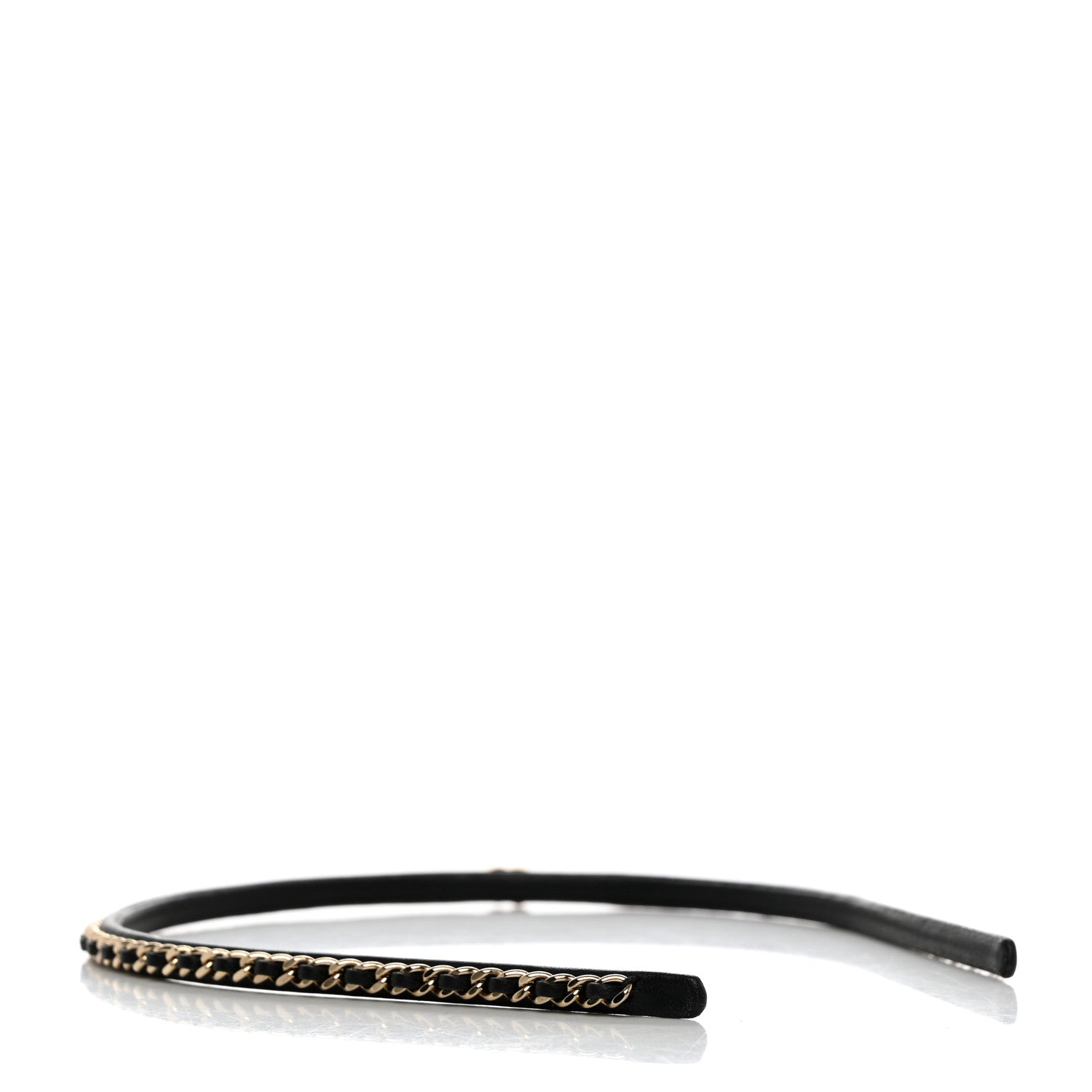 Chanel Metal Lambskin Chain CC Headband Black Gold 4 of 4