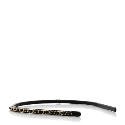 Chanel Metal Lambskin Chain CC Headband Black Gold 4 of 4