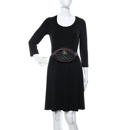 Gucci Azalea Calfskin Matelasse Diagonal Torchon GG Marmont Belt Bag 95 38 Black Romantic Cerise 2 of 9