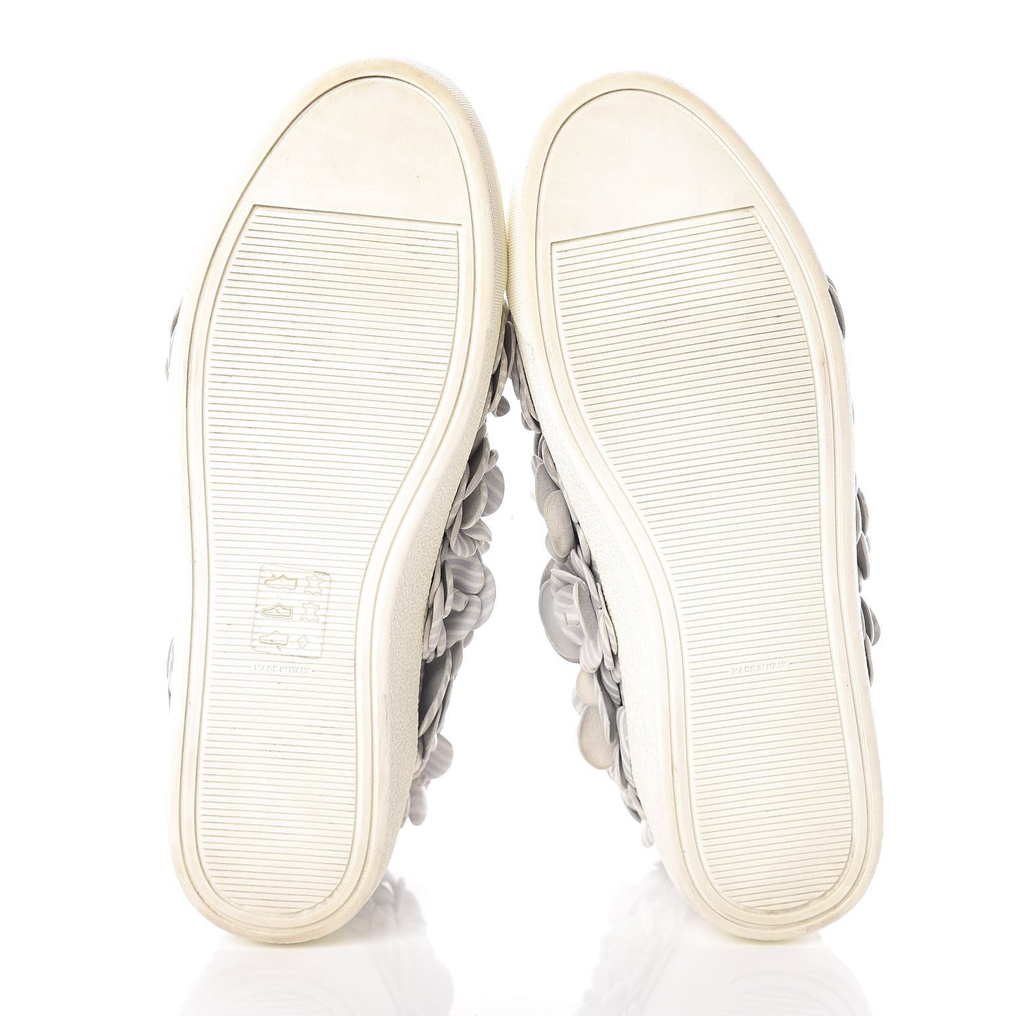 Lambskin Striped Camellia High Top Sneakers 38 Grey