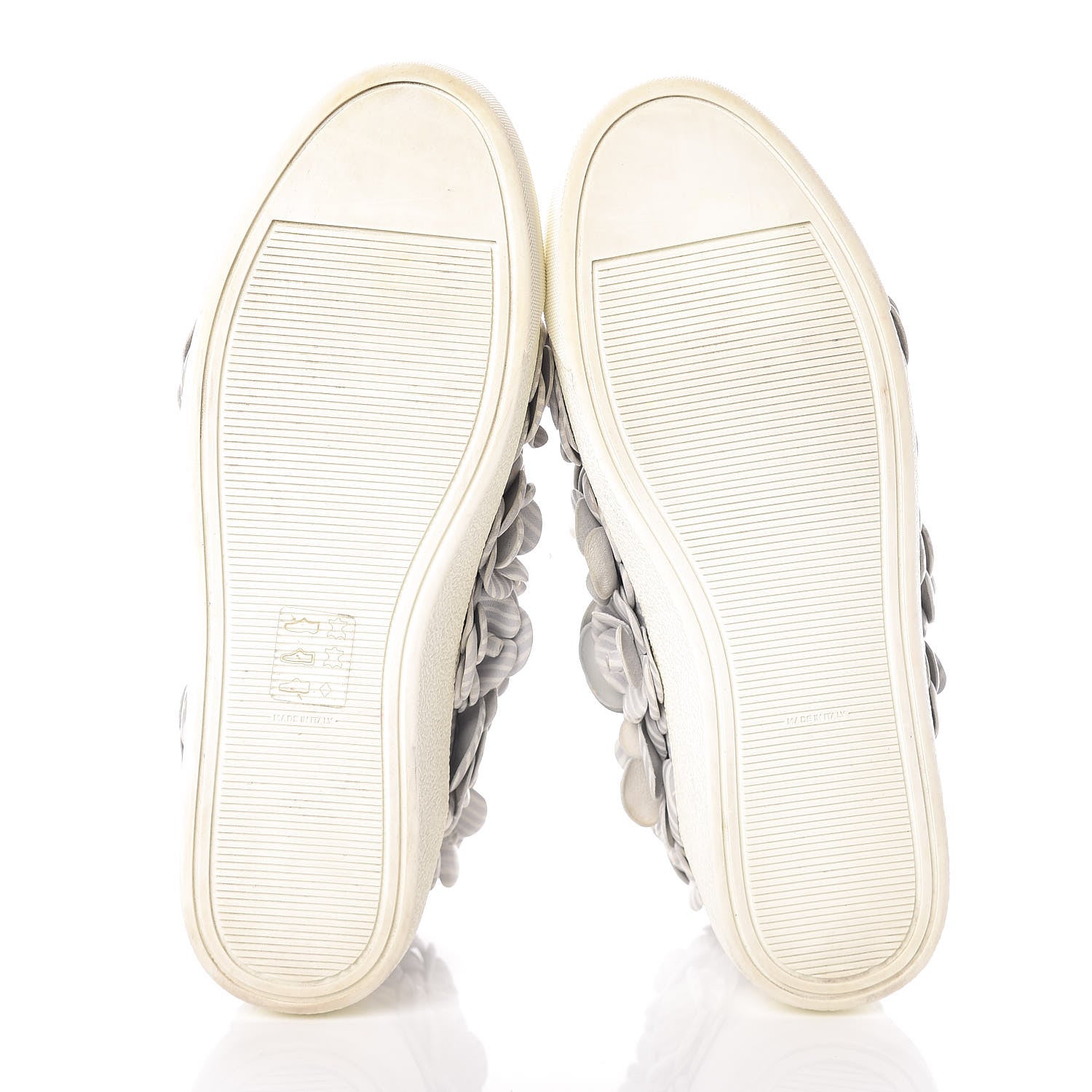 Chanel Lambskin Striped Camellia High Top Sneakers 38 Grey 7 of 10