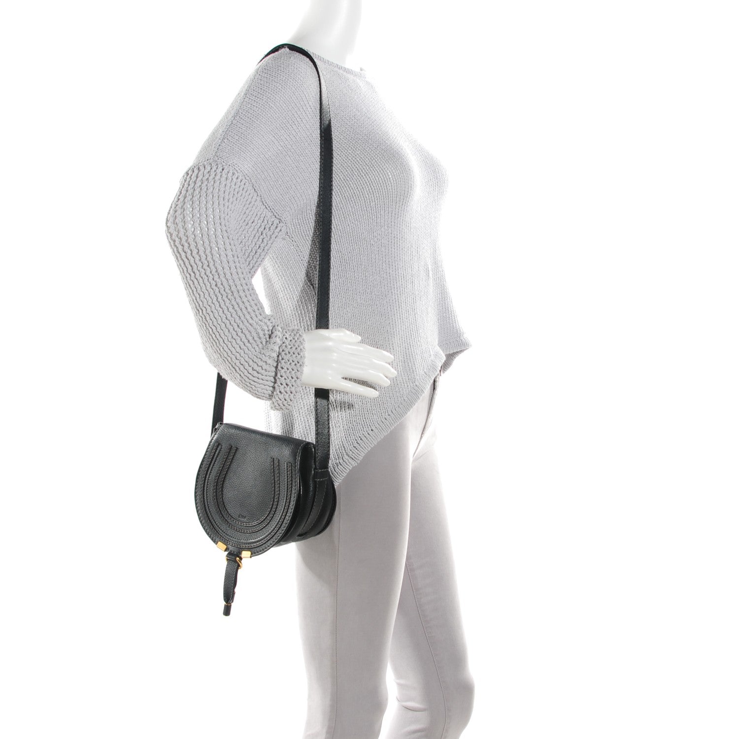 Chloe Calfskin Mini Marcie Round Crossbody Bag Black 2 of 8