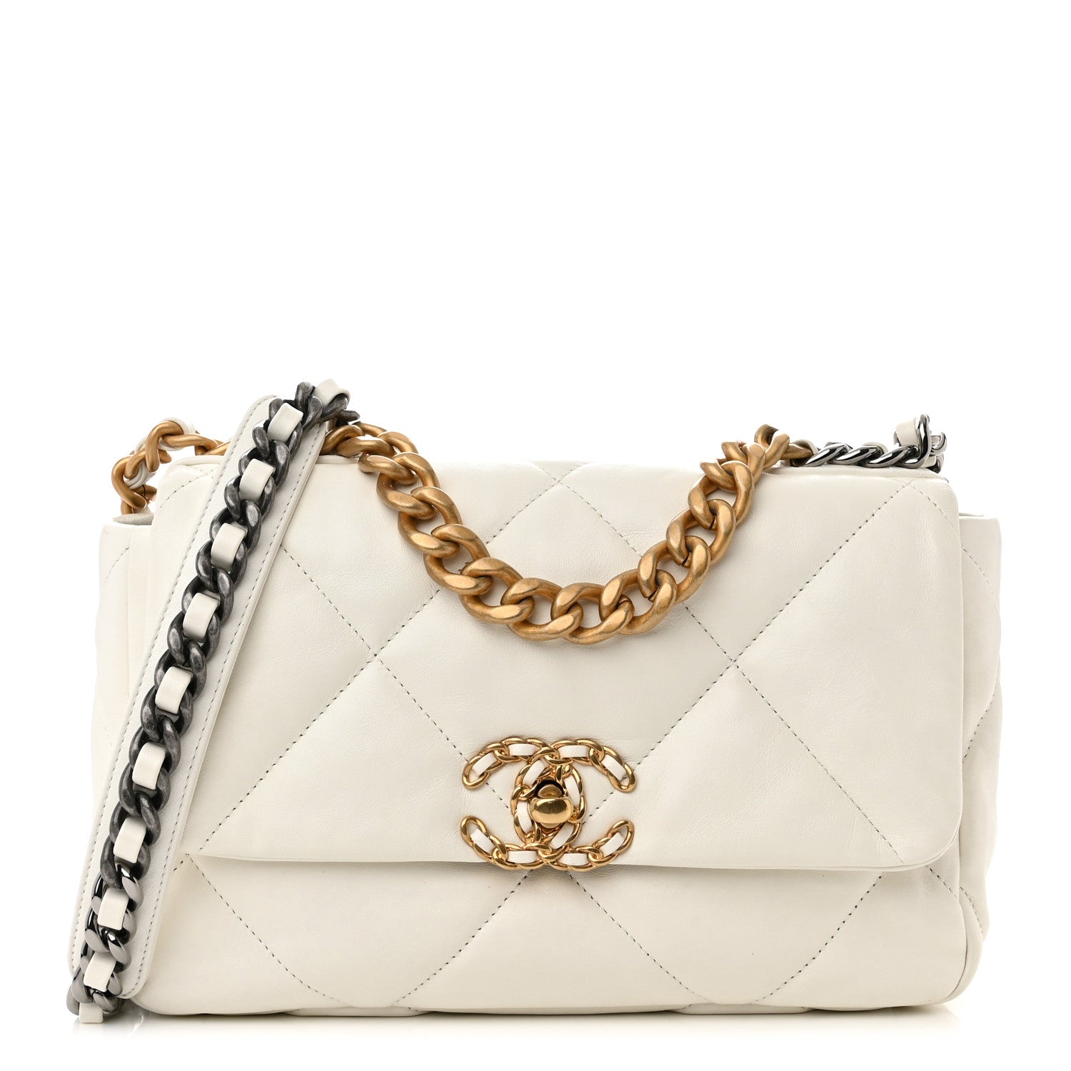 Chanel Lambskin Quilted Medium Chanel 19 Flap White 1 of 11