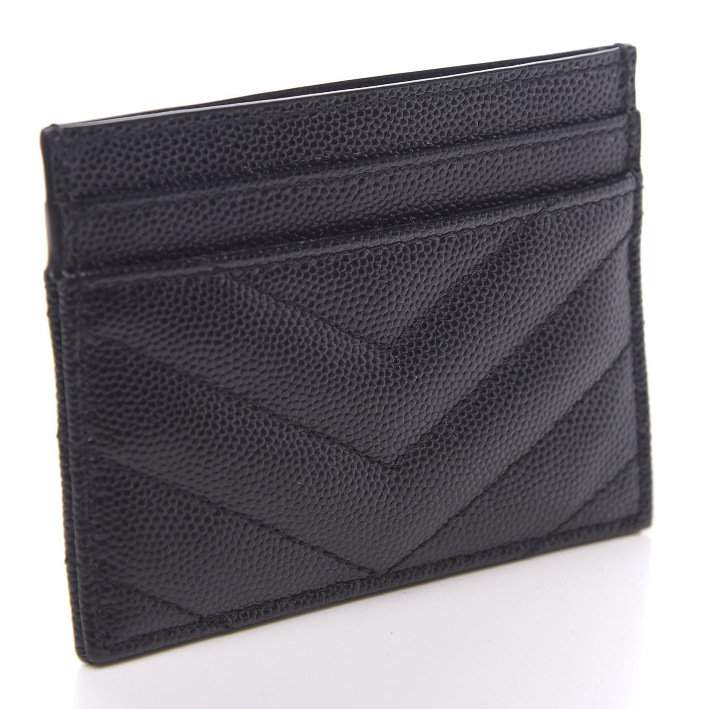 Grain De Poudre Matelasse Chevron Monogram Credit Card Case Black