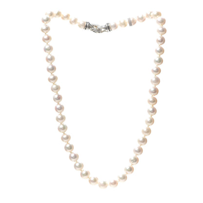 David Yurman Sterling Silver Diamond Pearl 8-8.5mm Buckle Necklace 3 of 5