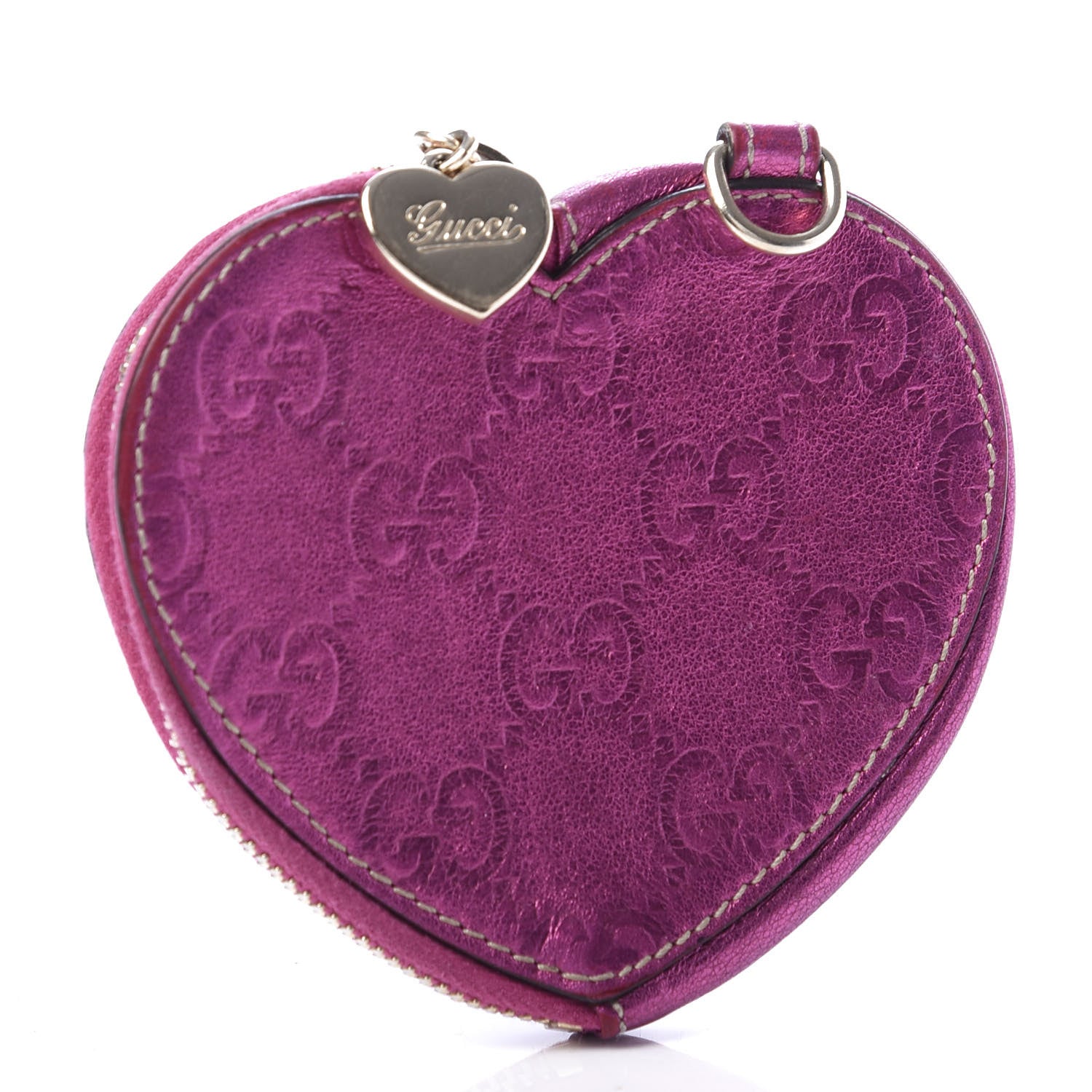 Gucci Metallic Guccissima Heart Coin Purse Purple 3 of 6