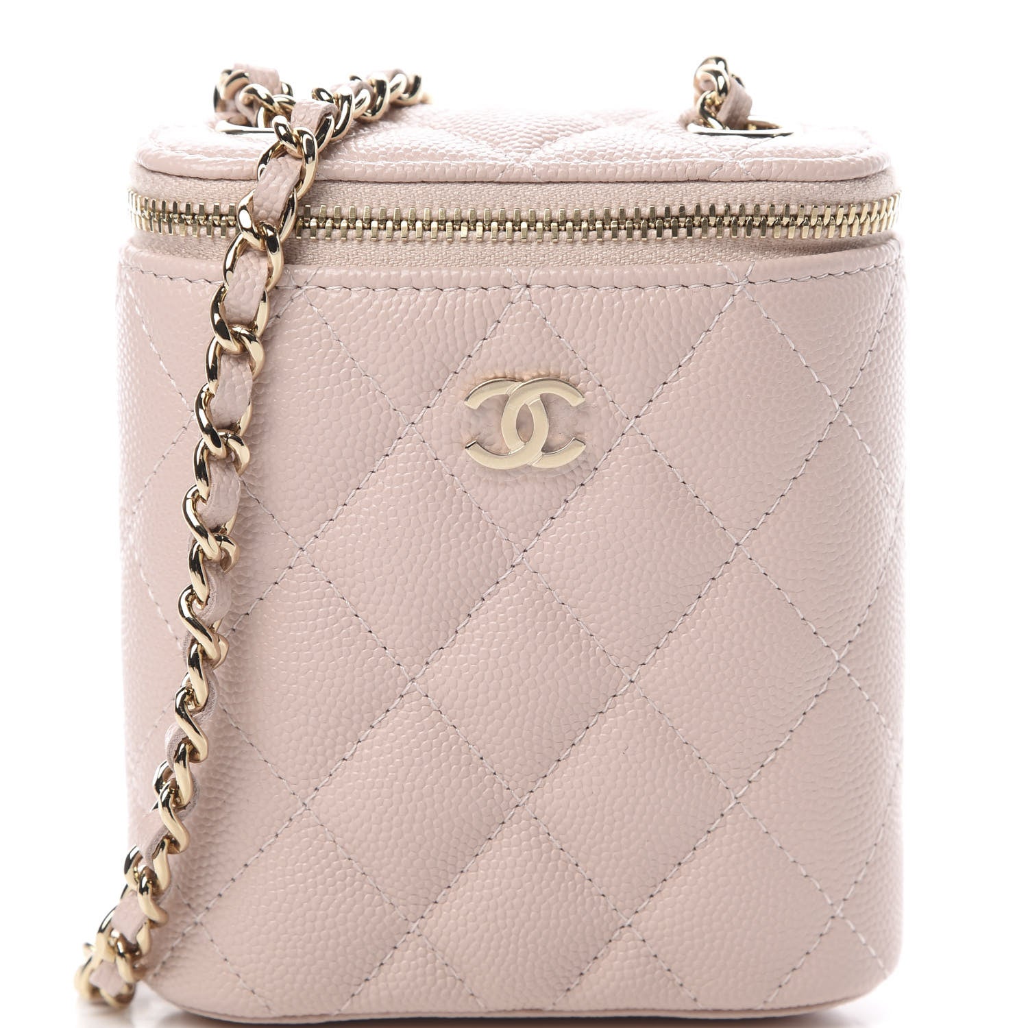 Chanel Caviar Quilted Small Vertical Coco Beauty Vanity Case With Chain Light Pink 8 of 12