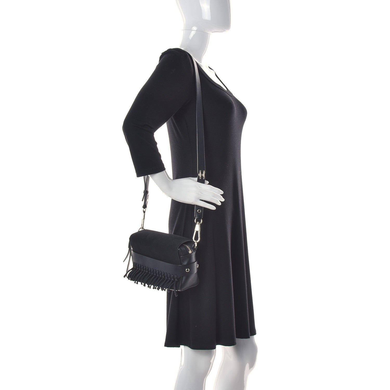 3.1 Phillip Lim Lambskin Suede Fringe Bianca Handbag Black 2 of 16