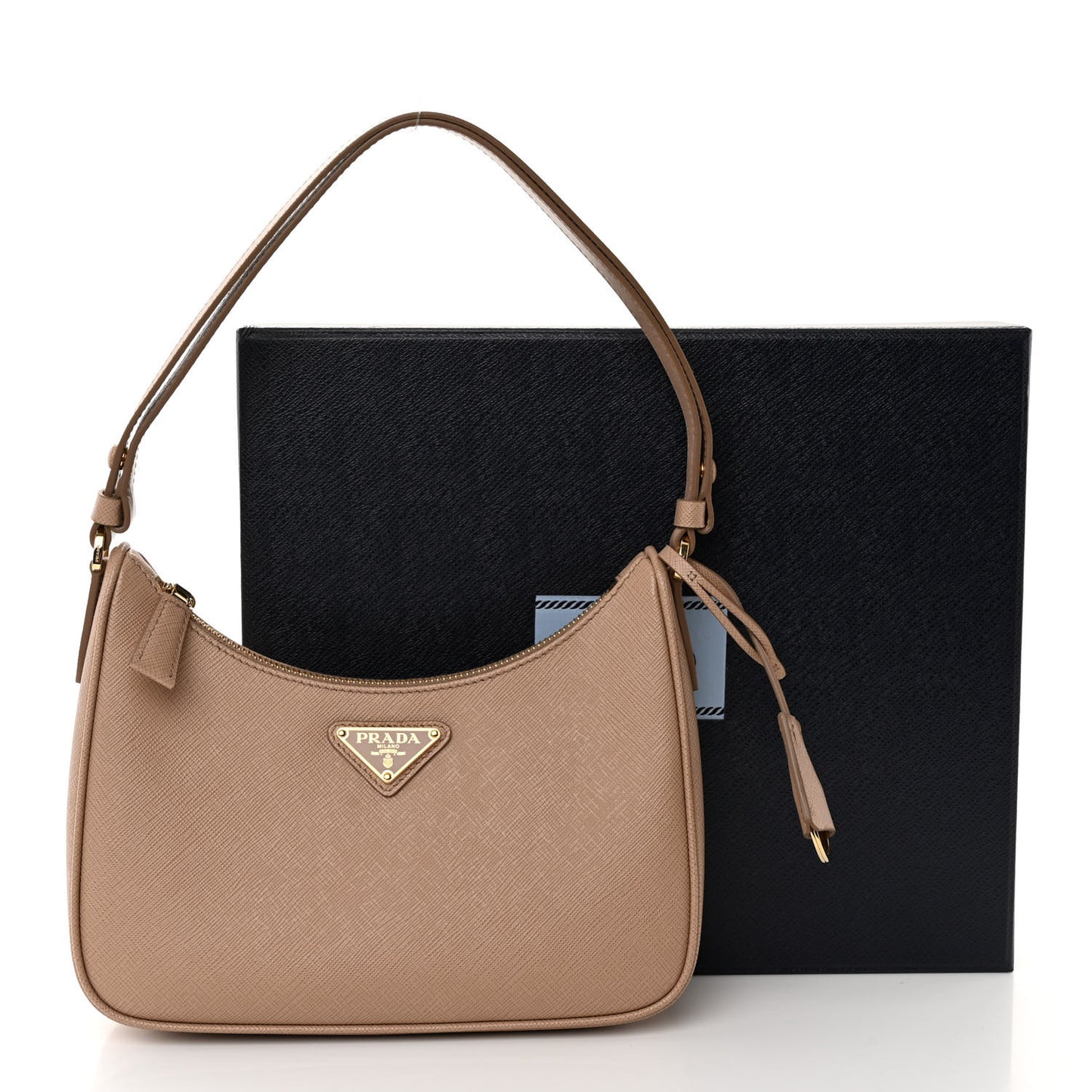 Saffiano Lux Re-Edition Mini Shoulder Bag Cammeo