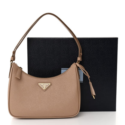 Prada Saffiano Lux Re-Edition Mini Shoulder Bag Cammeo 10 of 10