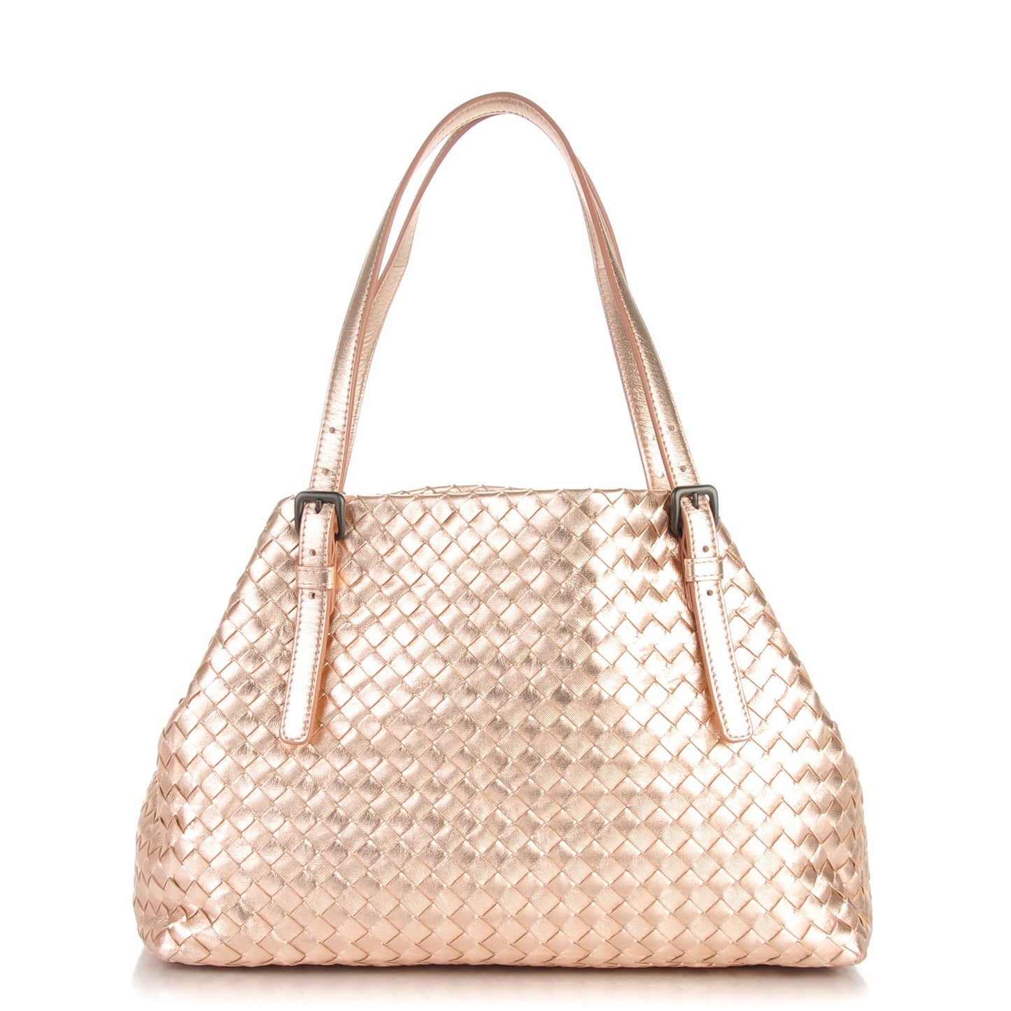 Metallic Grosgrain Intrecciato Medium A Shape Seamless Tote Rose Gold