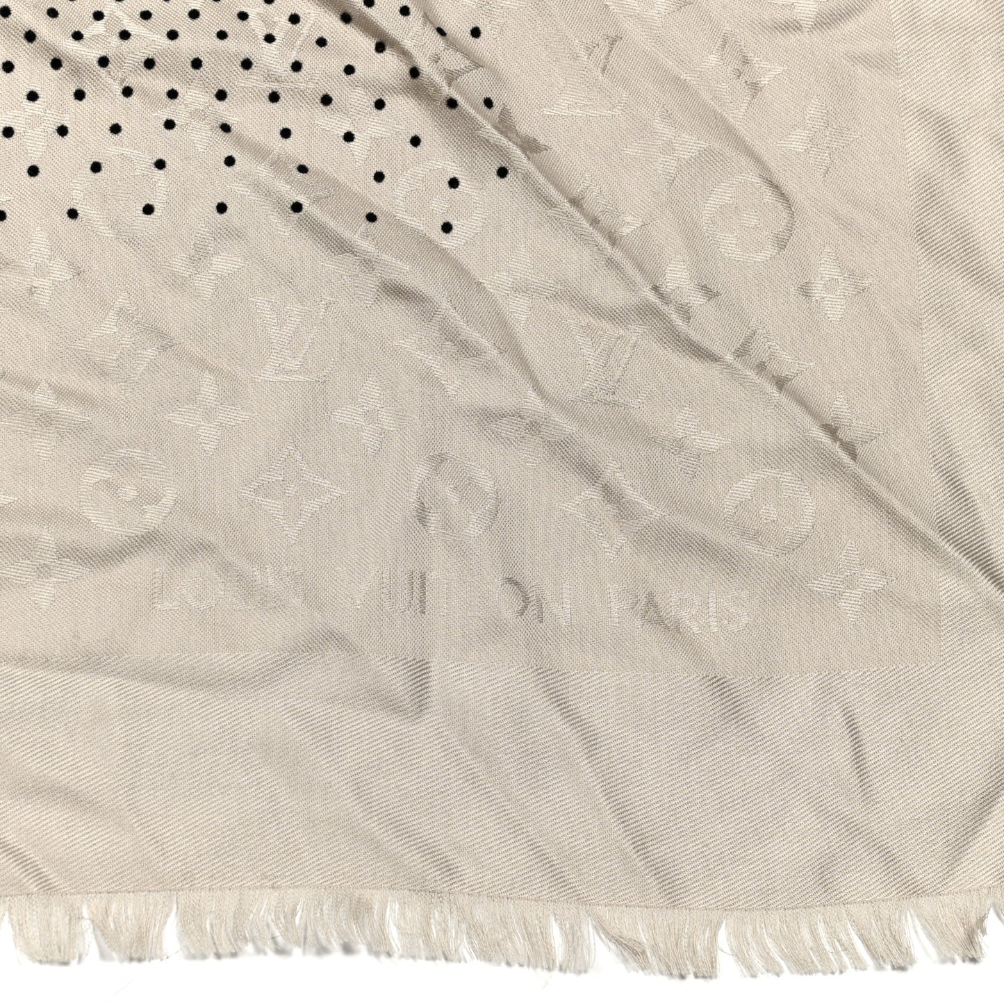 Silk Wool Monogram Pois Shawl Beige