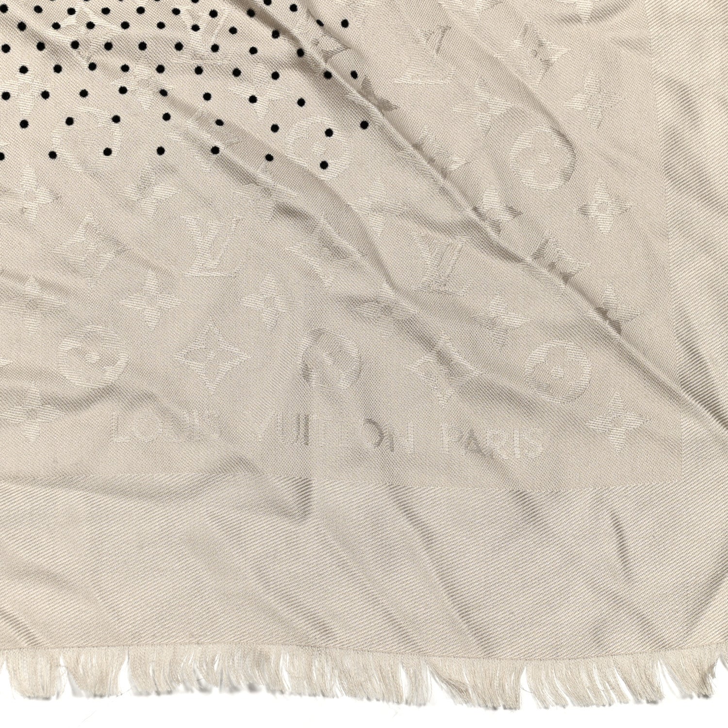 Louis Vuitton Silk Wool Monogram Pois Shawl Beige 2 of 5