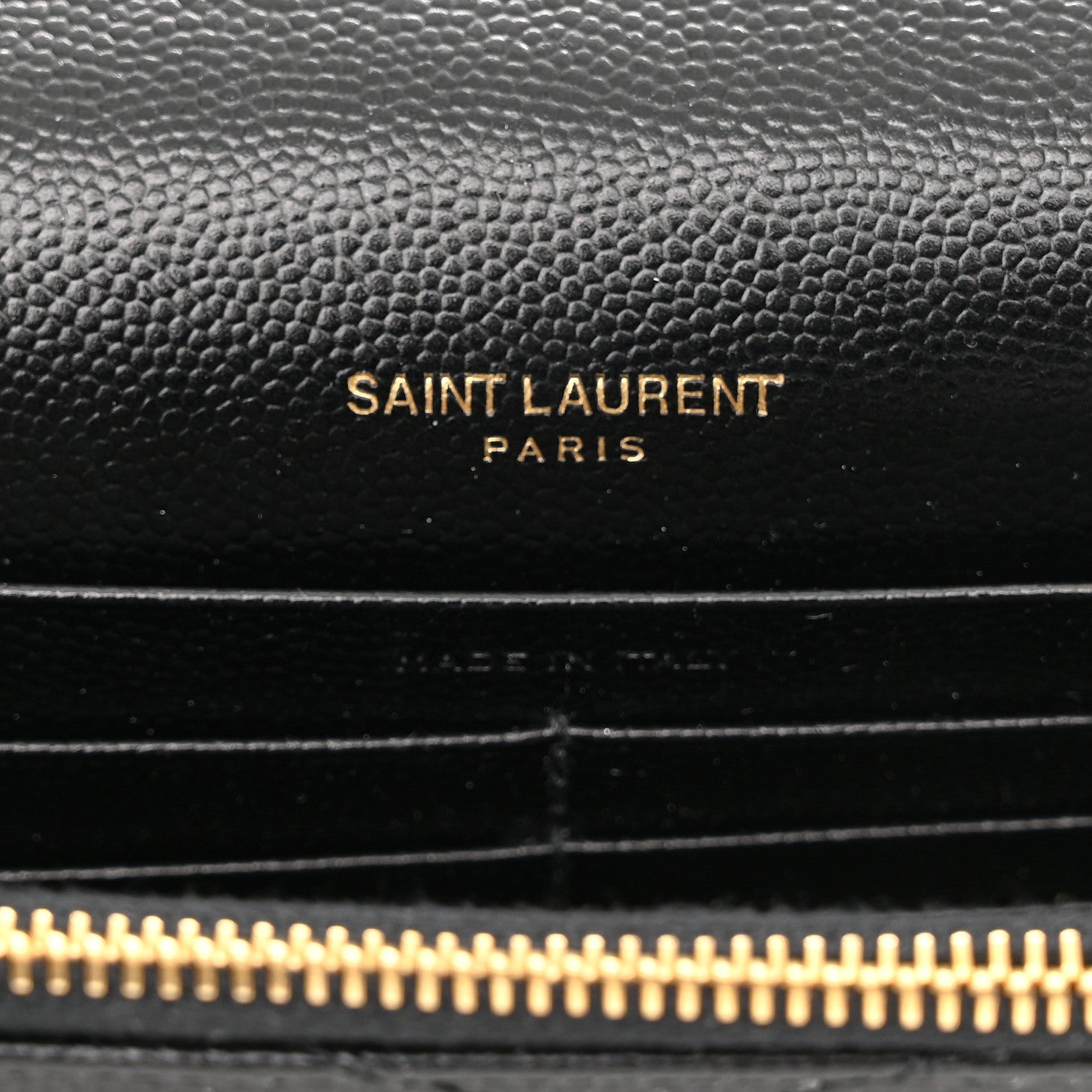 Saint Laurent Grain De Poudre Matelasse Chevron Monogram Envelope Chain Wallet Black 6 of 10