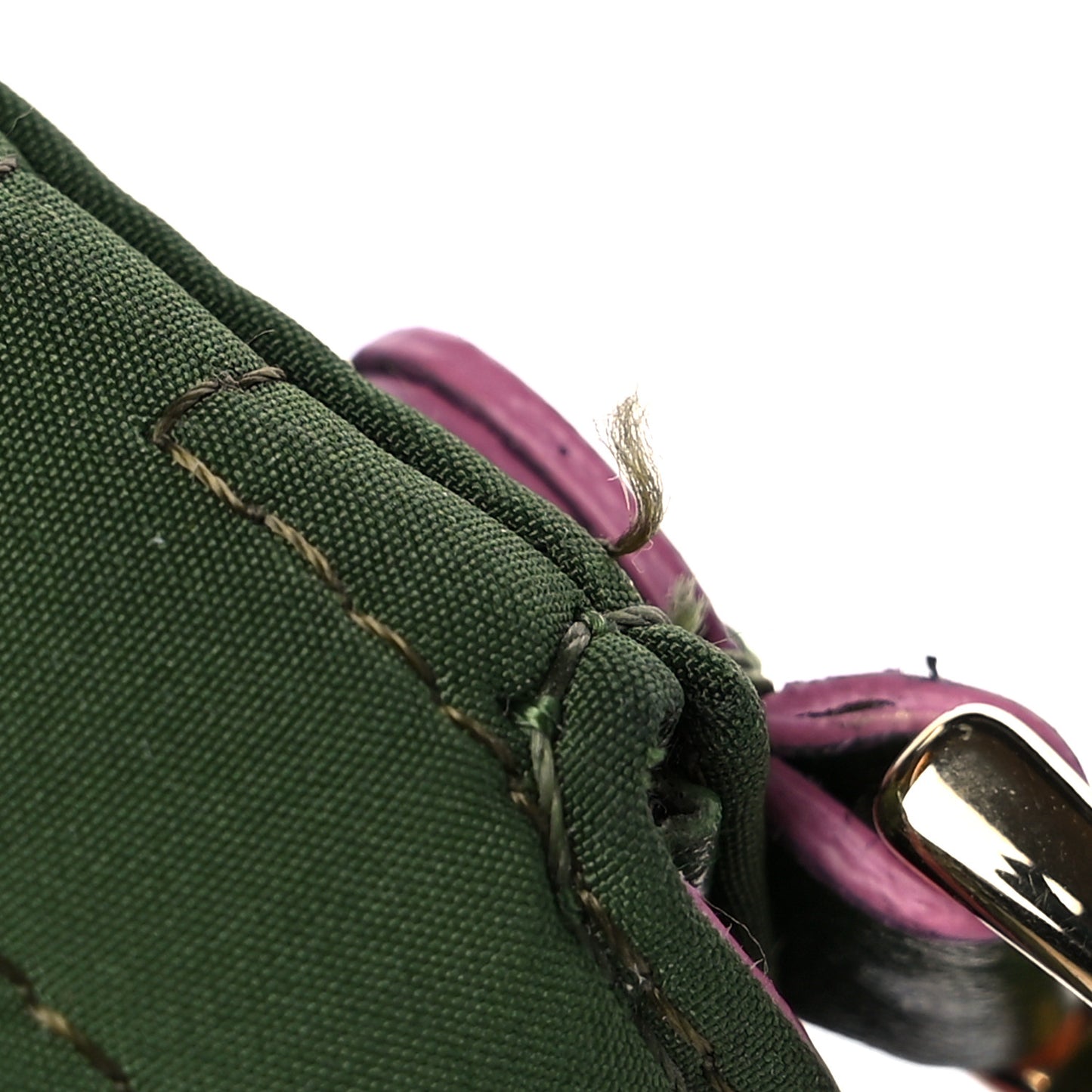 Nylon Nappa FF Stitched Nano Baguette Maxi Handle Charm Green Pink