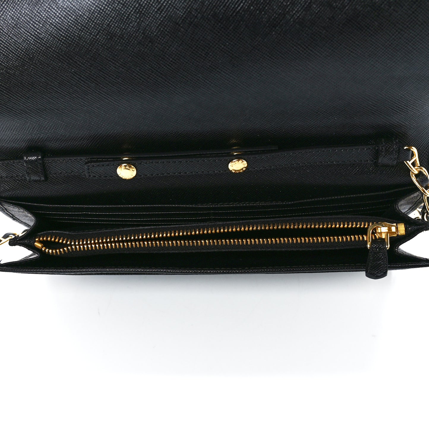 Saffiano Metal Oro Chain Wallet Black