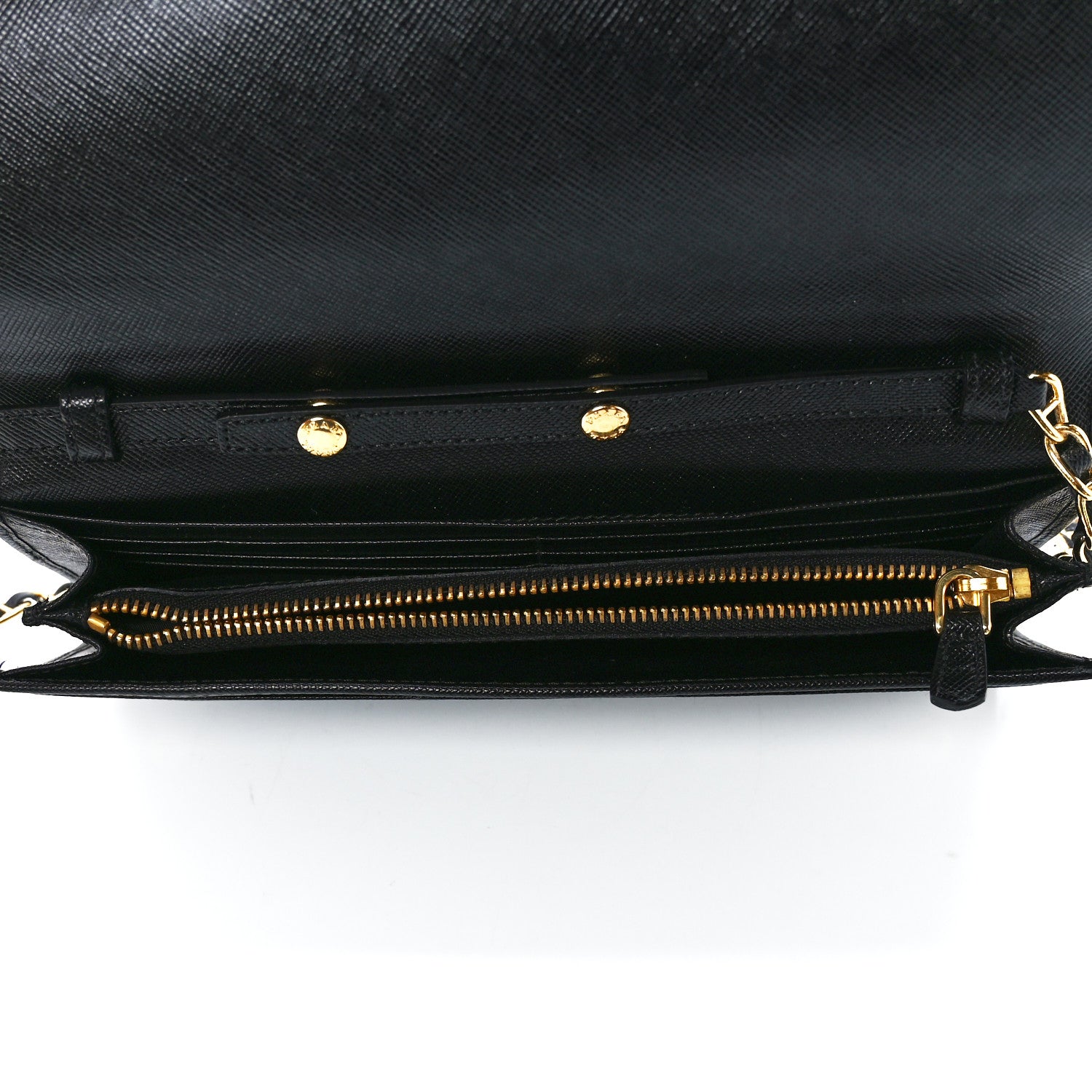 Prada Saffiano Metal Oro Chain Wallet Black 5 of 11