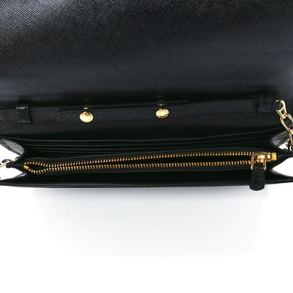 Prada Saffiano Metal Oro Chain Wallet Black 5 of 11