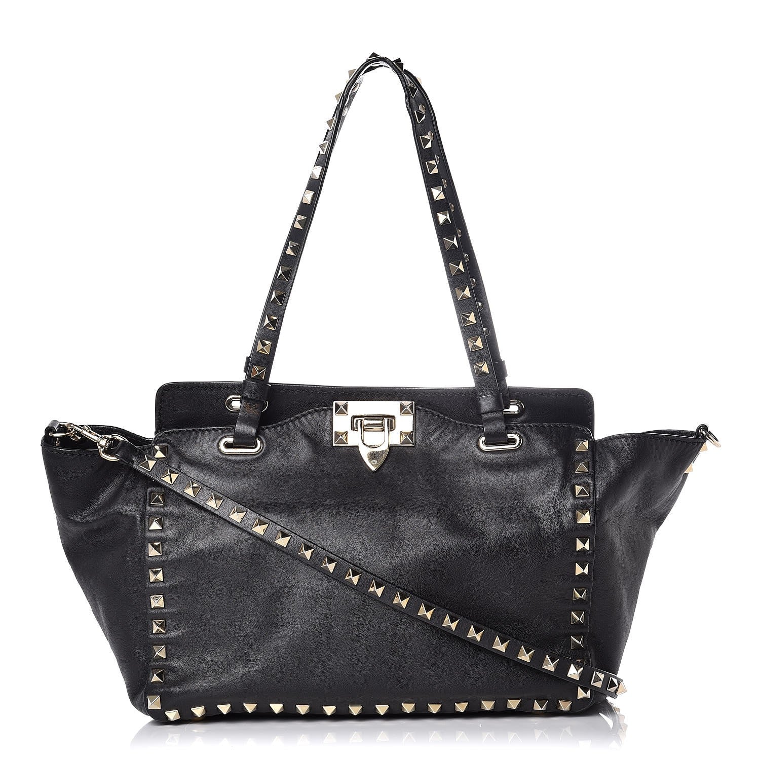 Valentino Garavani Vitello Small Rockstud Tote Black 1 of 8