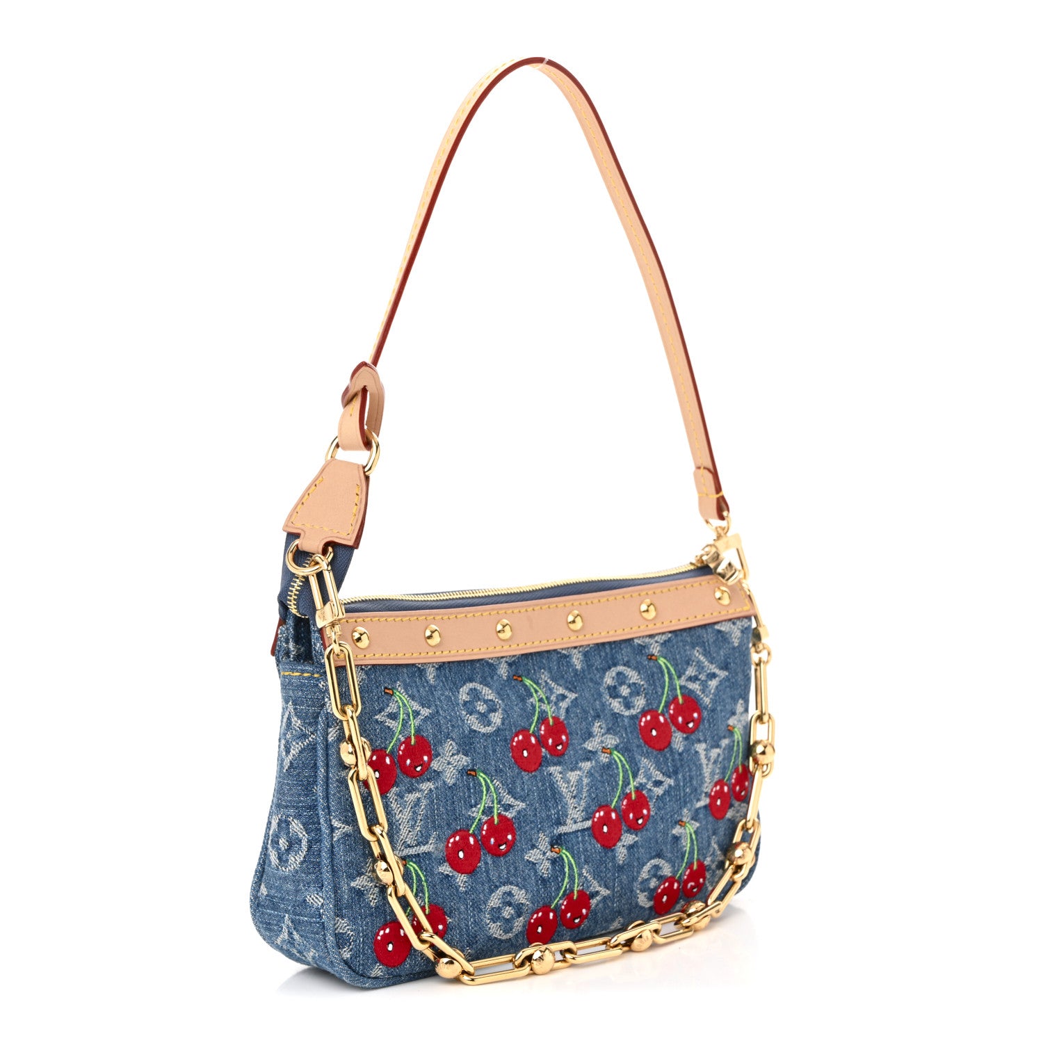 Louis Vuitton LV X TM Monogram Denim Cerises Pochette Accessories Blue 3 of 10