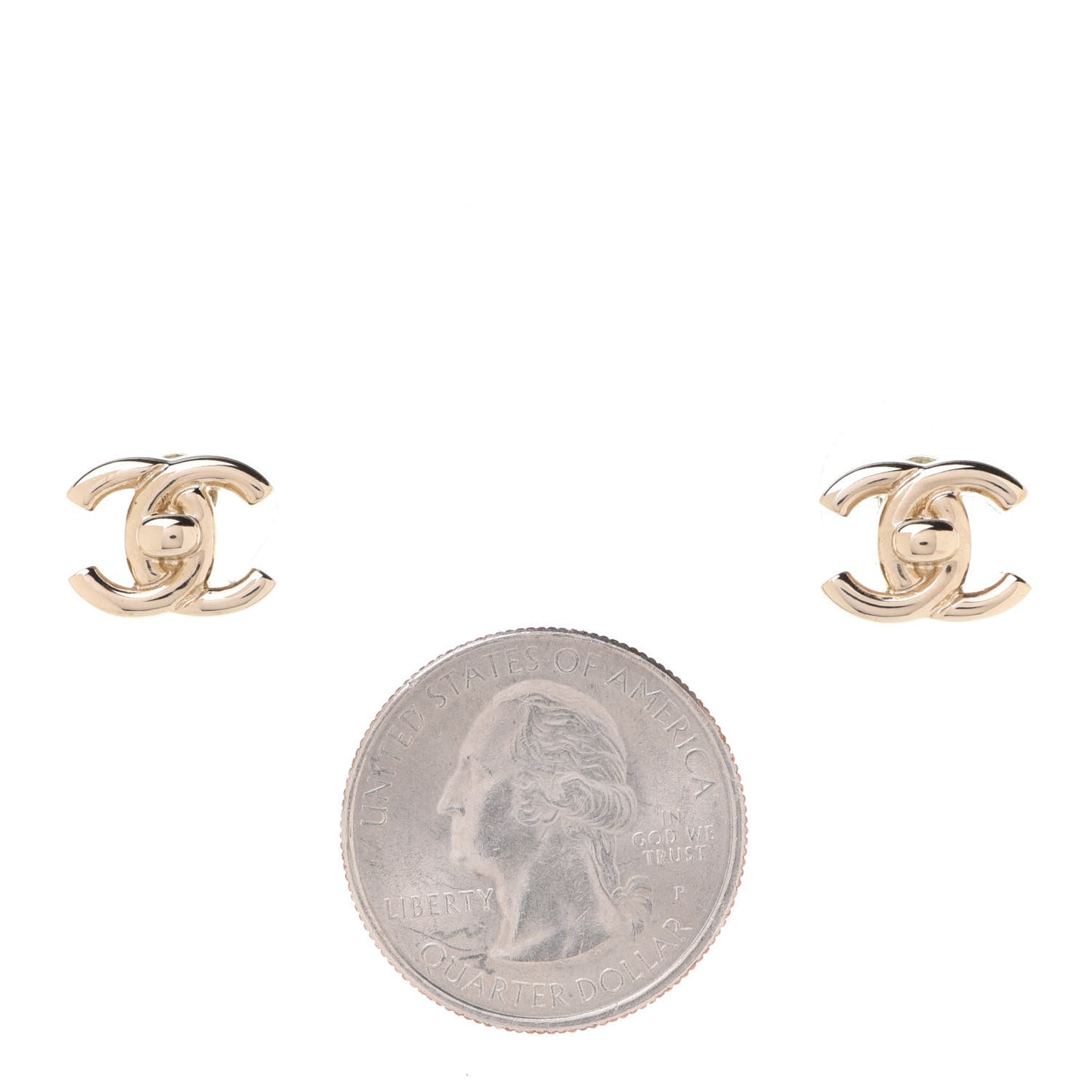 Metal CC Turnlock Earrings Gold