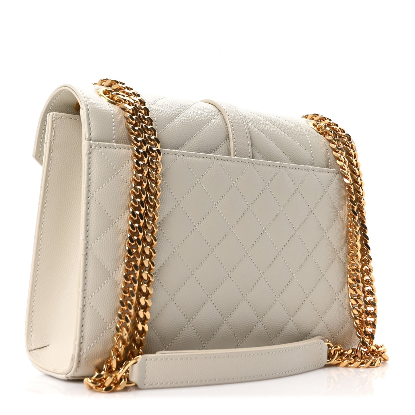 Grain De Poudre Textured Mixed Matelasse Medium Triquilt Monogram Satchel Crema Soft