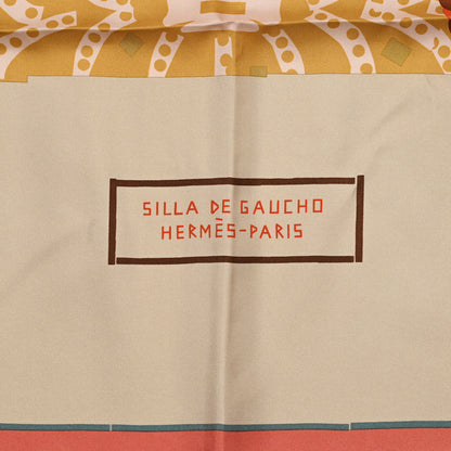 Hermes Silk Silla De Gaucho Scarf 90 Rose Poudre Beige 2 of 5