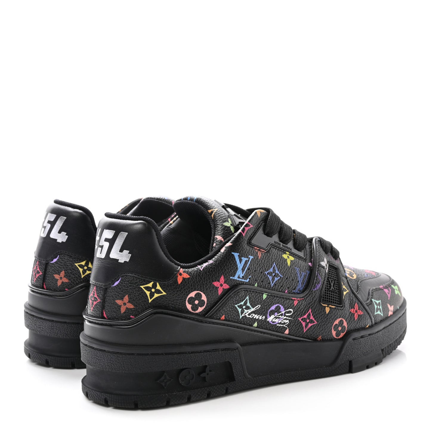 LV X TM Calfskin Monogram Multicolor Womens LV Trainer Sneakers 37.5 Black