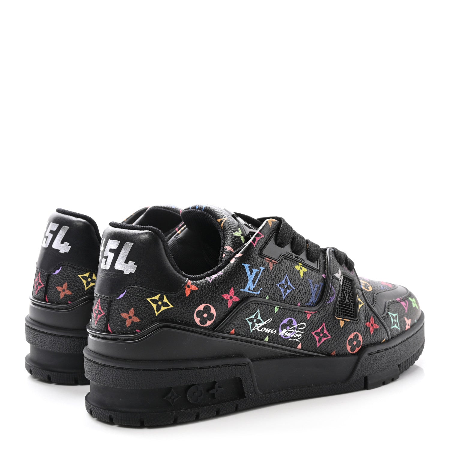 Louis Vuitton LV X TM Calfskin Monogram Multicolor Womens LV Trainer Sneakers 37.5 Black 5 of 10