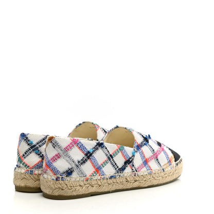 Chanel Tweed Grosgrain CC Espadrilles 40 White Blue Pink Green Black 4 of 10