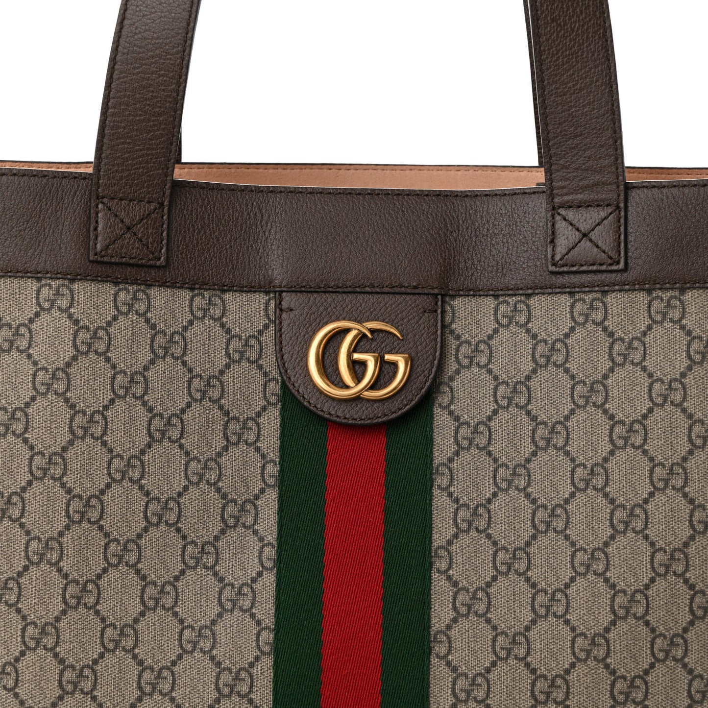 GG Supreme Monogram Web Large Ophidia Vertical Shopping Tote Brown