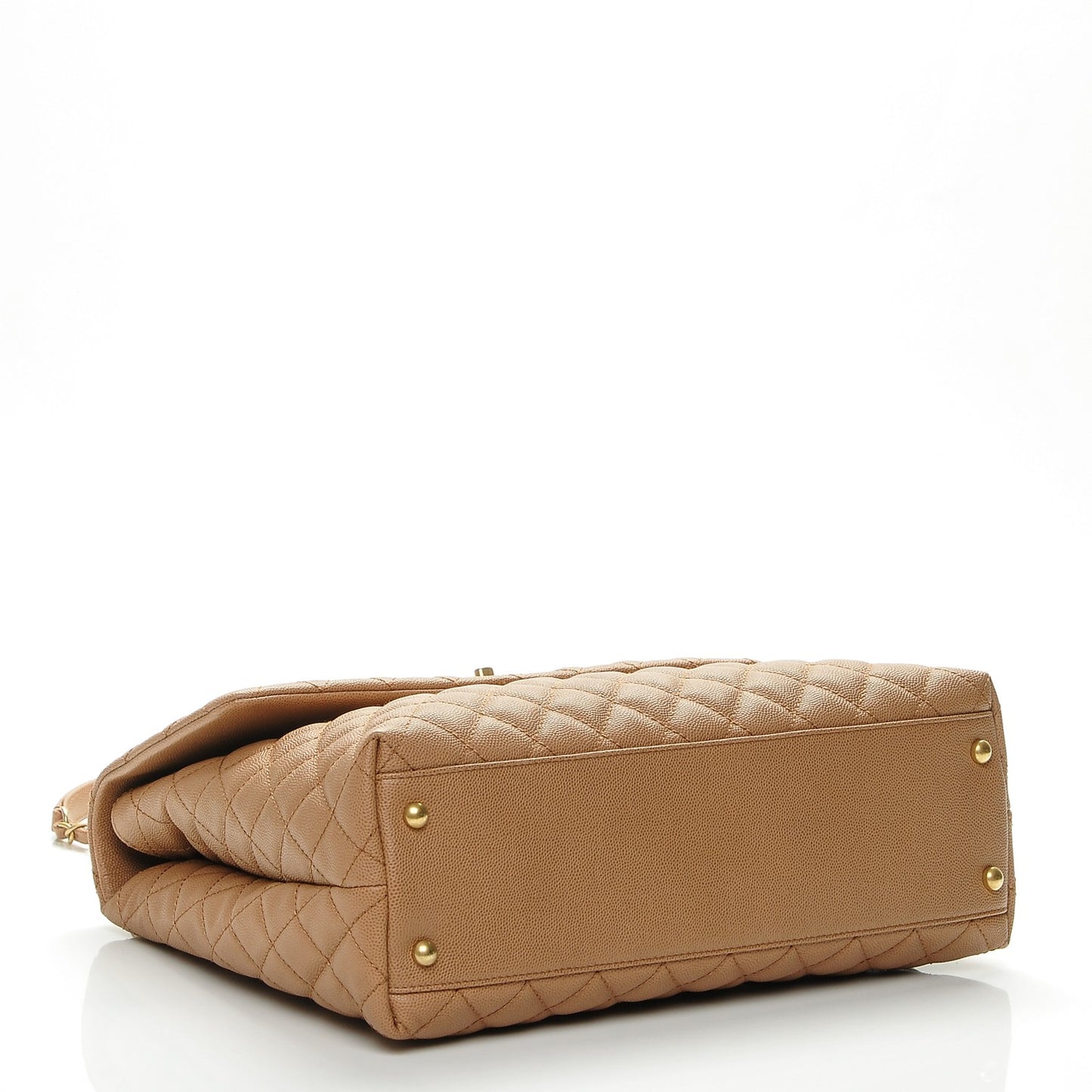 Caviar Lizard Quilted Large Coco Handle Flap Beige