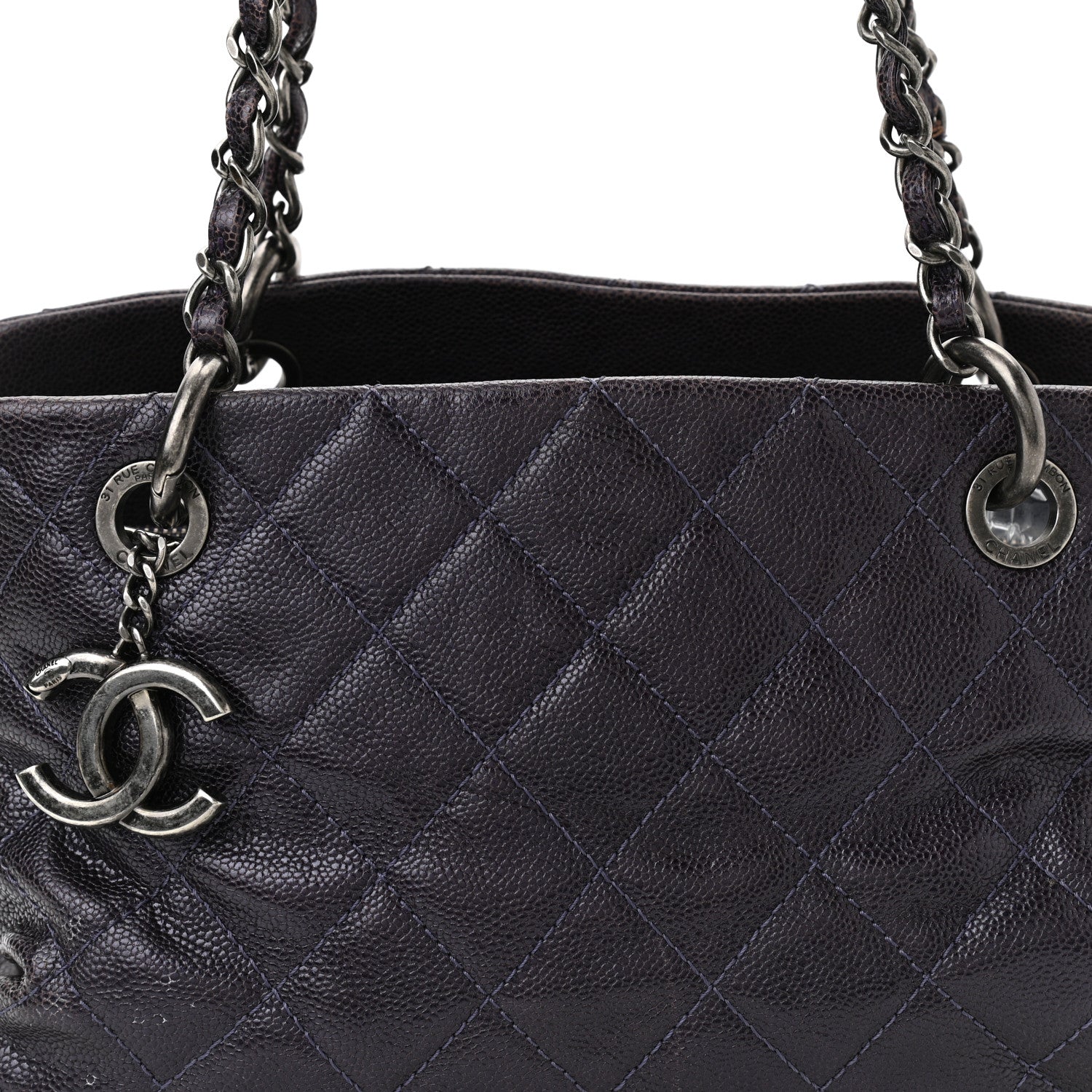 Chanel Iridescent Caviar Quilted Chic Shopping Tote Purple 9 of 11