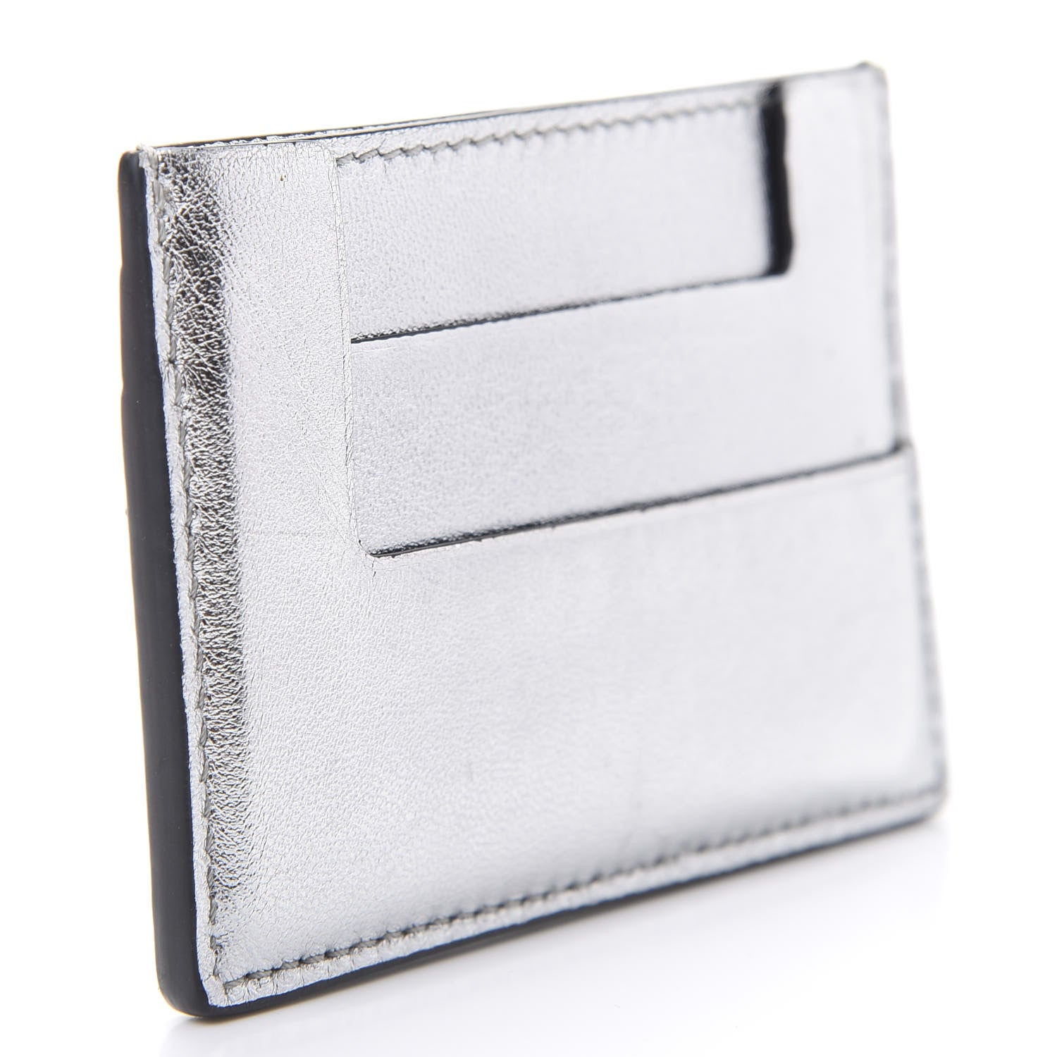 Tom Ford Metallic Calfskin Card Holder Silver 3 of 9