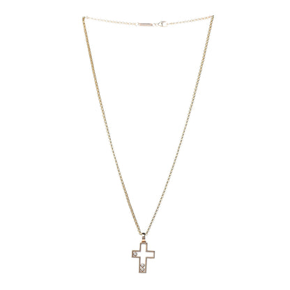 Chopard 18K Yellow Gold Happy Diamonds Cross Pendant Necklace 3 of 9
