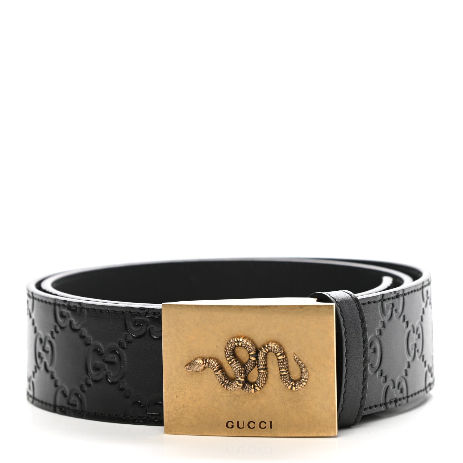 Gucci Guccissima Snake Plaque Belt 85 34 Black 1 of 6