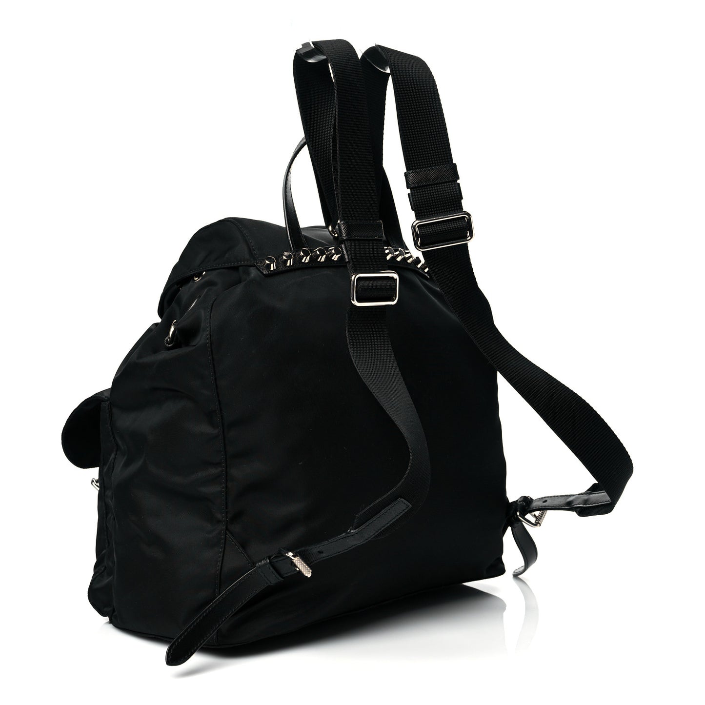 Nylon New Vela Studded Backpack Black