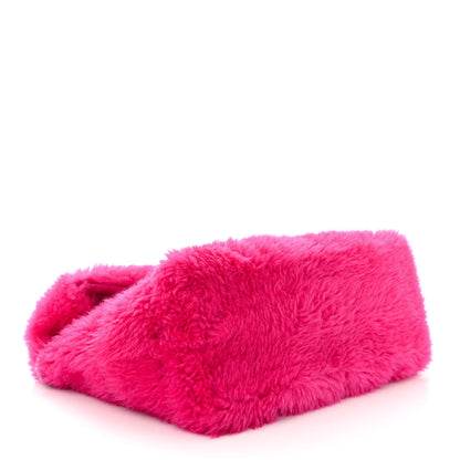 Saint Laurent Merino Shearling Lambskin Quilted Small Loulou Puffer Monogram Chain Satchel Fuchsia 4 of 10