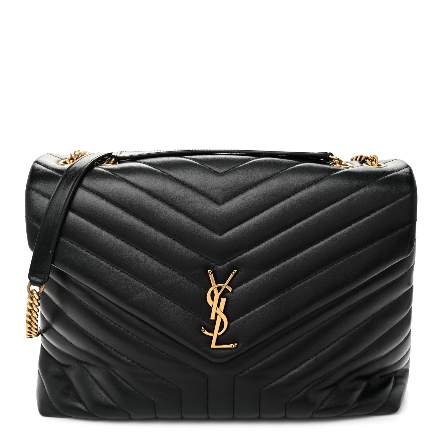Saint Laurent Calfskin Y Quilted Monogram Large Loulou Chain Satchel  Black 1 of 10