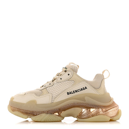 Balenciaga Fabric Mesh Clear Sole Womens Triple S Sneakers 37 Beige 1 of 10