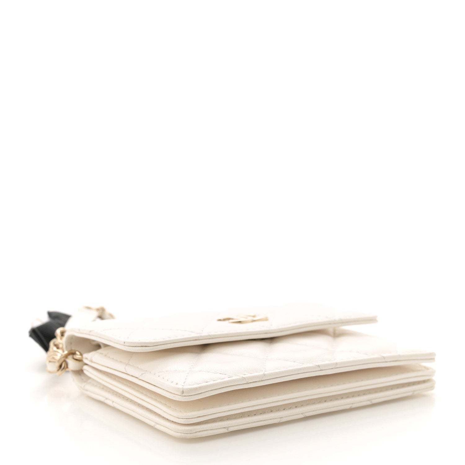 Chanel Lambskin Quilted My Chanel Lady Card Holder On Chain White 4 of 11