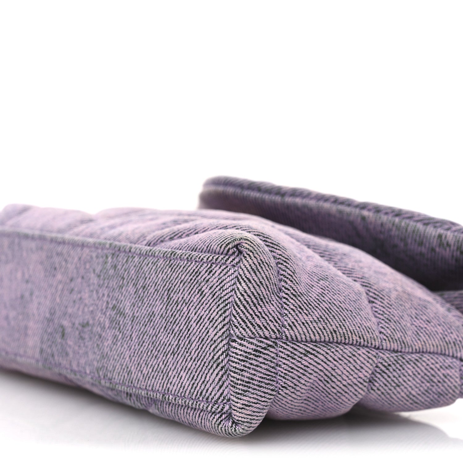 Saint Laurent Denim Quilted Loulou Puffer Monogram Pouch Clutch