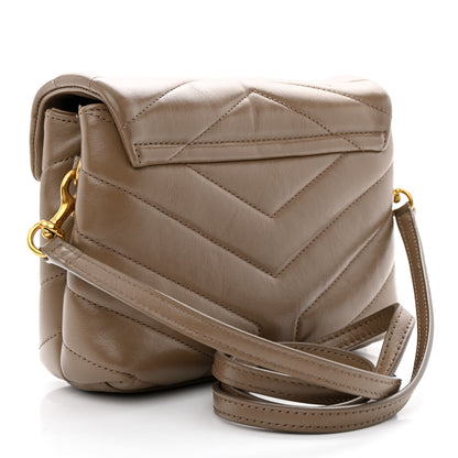 Saint Laurent Calfskin Y Quilted Monogram Toy Loulou Crossbody Bag Taupe 3 of 13