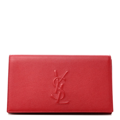 Saint Laurent Calfskin Monogram Large Belle De Jour Clutch Red 1 of 9