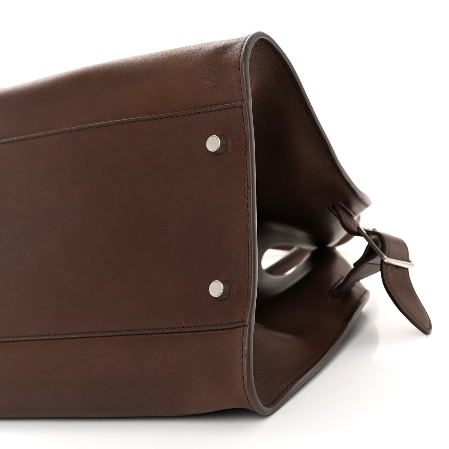 Polished Saddle Calfskin EW Margaux Dark Chocolate