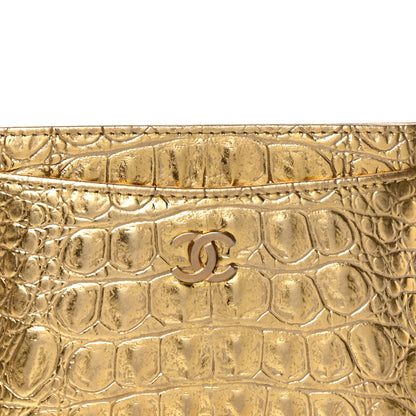 Chanel Metallic Calfskin Crocodile Embossed Cocodile Card Holder Gold 9 of 11